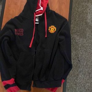 Manchester United brand small Manchester United zip up jacket black and red